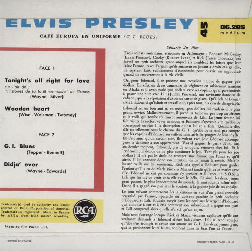 Elvis Presley G.I. Blues EP - Blue Label French 7
